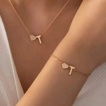 Load image into Gallery viewer, 2-Piece Set: Metal Heart And English Letter Necklace And Bracelet