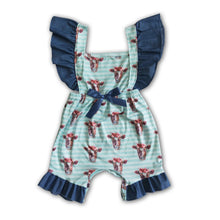 Load image into Gallery viewer, Fluttler sleeve cow print backless baby summer romper