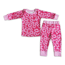 Load image into Gallery viewer, Pink leopard print baby girls valentine's day pajamas