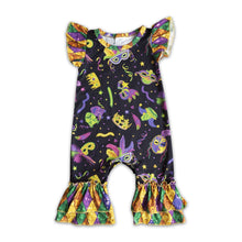 Load image into Gallery viewer, Flutter sleeve ruffle baby girls mardi gras romper