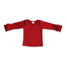 Load image into Gallery viewer, Red cotton icing ruffle top girls shirt