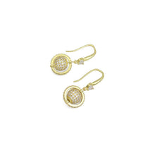 Load image into Gallery viewer, Gold Silver CZ Heart Planet Dangle Earrings, Sku#A211