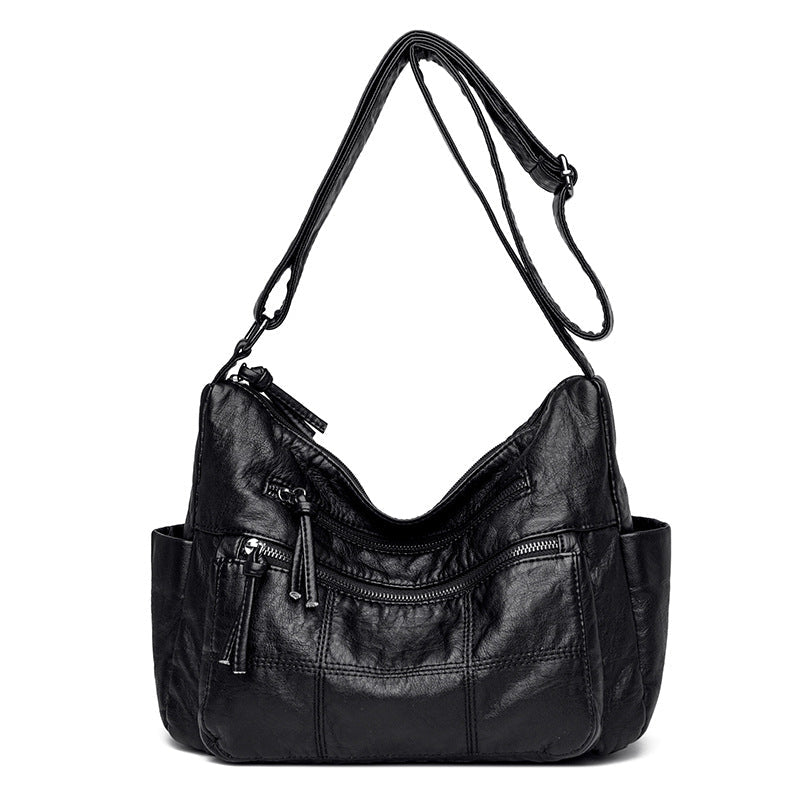 Women's Solid Color Crossbody Shoulder Bag - PU Leather Casual Handbag