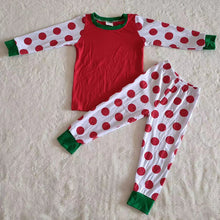 Load image into Gallery viewer, Polka dots red cotton girls Christmas sleep wear