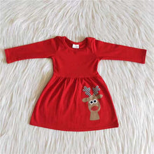 Load image into Gallery viewer, Reindeer vinyl red cotton Christmas dresses