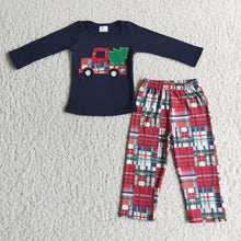 Load image into Gallery viewer, Christmas truck embroidery boy clothing set