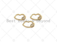 Load image into Gallery viewer, Small Clear CZ Micro pave Lip Shape Clasp, 18k Gold CZ Pave Clasp, Lip Carabiner Clasp, lip Connector, Lip Charm,9x15mm, sku#LK10
