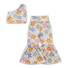 Load image into Gallery viewer, One shoulder top floral pants ribbed kids girls clothing set