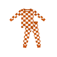 Load image into Gallery viewer, Toddler/Kids Bamboo Pajamas - Rust Checkerboard