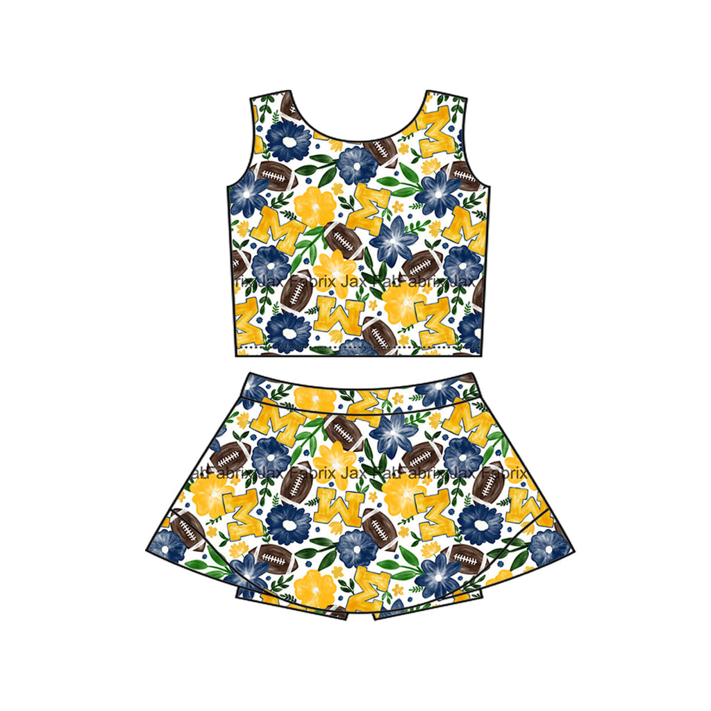 MOQ 5 pcs sleeveless floral M football kids girls team active outfits