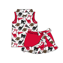 Load image into Gallery viewer, MOQ 5 pcs polo top red bow football top skirt girls team active outfits