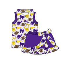 Load image into Gallery viewer, MOQ 5 pcs polo top purple bow football top skirt girls team active outfits