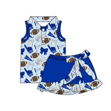Load image into Gallery viewer, MOQ 5 pcs polo blue bow football top skirt girls team active outfits