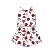 Load image into Gallery viewer, MOQ 5 pcs sleeveless dog bow top skirts girls team active outfits