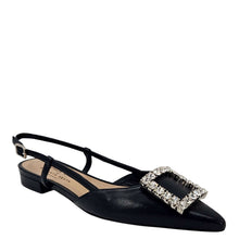 Load image into Gallery viewer, Black Leather Lavanda Sling Back Flat