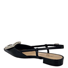 Load image into Gallery viewer, Black Leather Lavanda Sling Back Flat