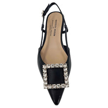 Load image into Gallery viewer, Black Leather Lavanda Sling Back Flat