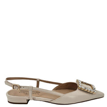 Load image into Gallery viewer, Cream Leather Lavanda Sling Back Flat
