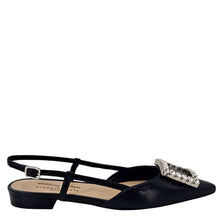 Load image into Gallery viewer, Black Leather Lavanda Sling Back Flat