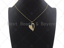 Load image into Gallery viewer, CZ Micro Pave Unbalanced Heart Charm/Pendant, half Heart Shape Charm, Heart Pave Pendant, Gold plated charm, 22x32mm, Sku#LK125