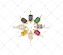 Load image into Gallery viewer, Colorful CZ Micro Pave Rectangle Shape Connector,18K Gold Filled Links, Necklace Bracelet Charm,5x12mm,Sku#LK479