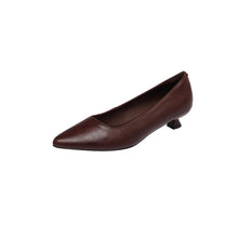 Load image into Gallery viewer, Women's Pointed-Toe Kitten Heel Pumps | Washed Full-Grain Cowhide Office Shoes