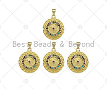 Load image into Gallery viewer, Colorful CZ Micro Pave North Star On Round Coin Shape Pendant,Dainty Gold Medallion Charm,Necklace Bracelet Charm Pendant,19x23mm, Sku#LK223