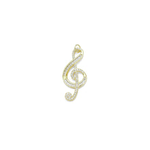Load image into Gallery viewer, Clear CZ Gold Musical Symbol Charm Pendant, Sku#LK995