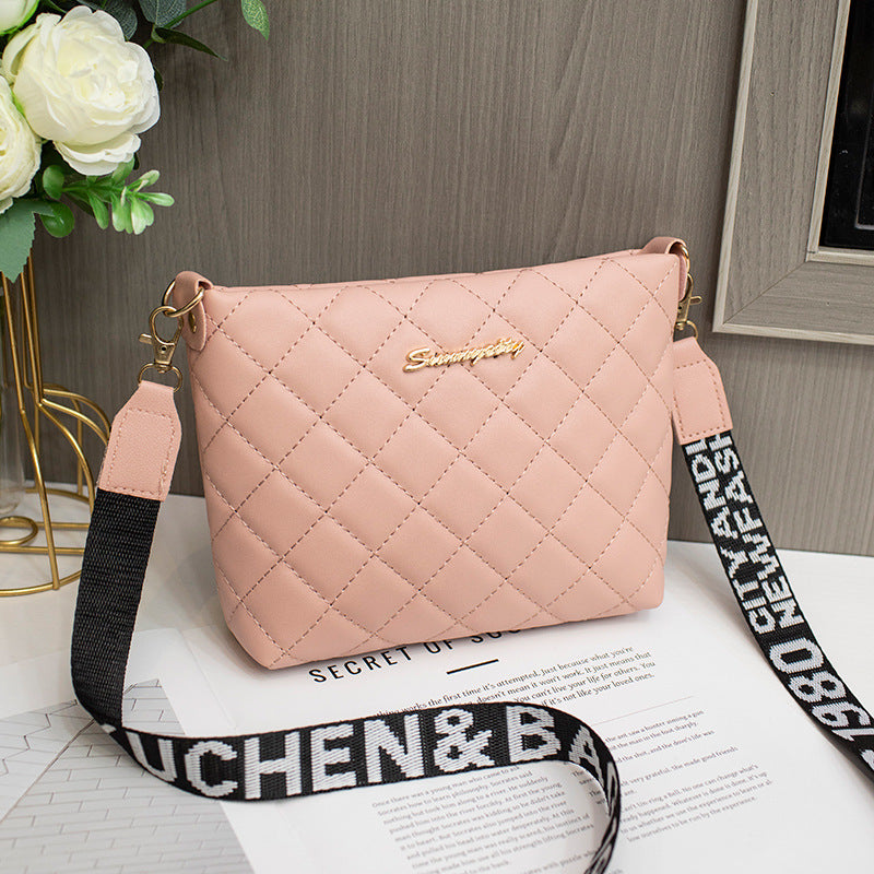 Women's Quilted Chain Crossbody Bag | Embroidered Chain Strap Shoulder Purse