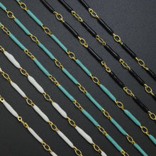 Load image into Gallery viewer, Hand Made Enamel Thin Long Link Necklace/ Chain, LX511