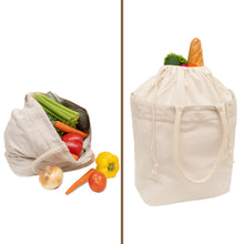 Load image into Gallery viewer, Canvas Grocery Tote with Drawstring