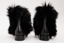 Load image into Gallery viewer, The Izmir Black Leather Natural Fur Mid Calf Women Boot