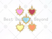 Load image into Gallery viewer, Enamel Colorful Heart with CZ Spike Pendant, Gold Filled Enamel Heart Charm,Enamel Jewelry Findings,25mm,Sku#LK422