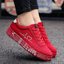 Load image into Gallery viewer, Love Print Canvas Shoes | Unisex Lace-Up Flats Casual Sneakers