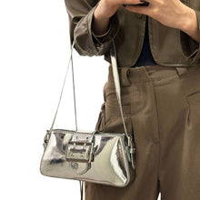 Load image into Gallery viewer, Handheld Patent Leather Silver Sweet &amp; Edgy Chic Bag