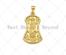 Load image into Gallery viewer, 18K Dainty Gold Virgin Mary On Shield Shape Pendant/Charm,Dianty Gold Medallion Charm, Necklace Bracelet Charm Pendant,16x27mm, Sku#LK225