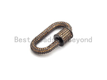 Load image into Gallery viewer, Fully CZ Micro Pave Oval Screw Clasp, Pave Clasp, Green/Fuchsia/Cobalt/Turquoise/Purple/Orange Color Carabinar Clasp,14x29mm,sku#H150