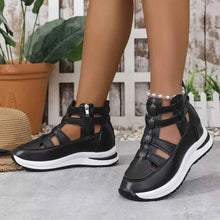 Load image into Gallery viewer, Women's Cutout Platform Sneakers | Low Heel PU Leather Shoes