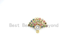 Load image into Gallery viewer, Multi Color CZ Micro Pave Fan Shape Pendant, Fan Shaped Pave Charm, Gold plated, Earring Bracelet Findings, 16x20mm, Sku#B111