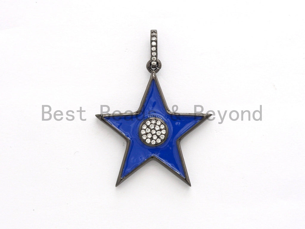 NEW Enamel Colorful Star Pendant,CZ Micro Pave Oil Drop Star pendant,Enamel pendant,Enamel Jewelry,28x31mm,sku#F574