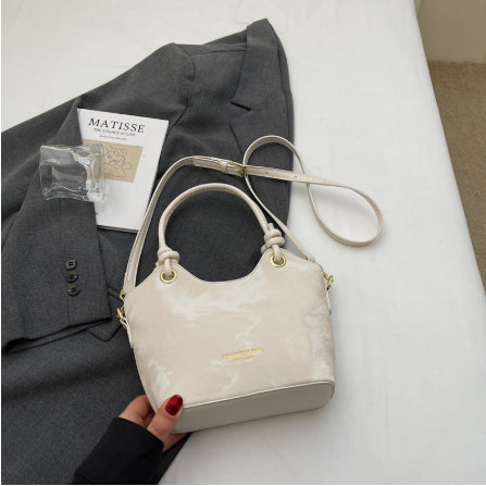Korean Chic Tote Bag for Women - Versatile Crossbody Bucket Bag with Patchwork Design