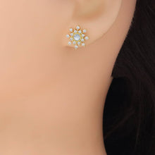 Load image into Gallery viewer, Clear CZ Snowflower Stud Earrings, Sku#A406