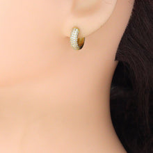 Load image into Gallery viewer, Clear CZ Silver Gold Hoop Earrings, Sku#A478