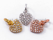 Load image into Gallery viewer, Clear CZ Micro Pave 7x9mm Heart Charm, Sku#Y29