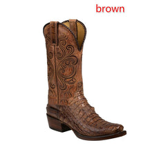 Load image into Gallery viewer, Women's Mid-Calf Equestrian Block Heel Boots – Synthetic Leather, Sizes EU 38–48