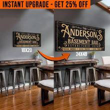 Load image into Gallery viewer, Upgrade Your 20x10 Inches 'Custom Basement Bar' (Style 1) Canvas To 48x24 Inches