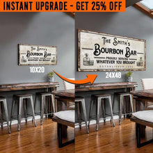 Load image into Gallery viewer, Upgrade Your 20x10 Inches 'Personalized Bourbon Bar' Canvas To 48x24 Inches