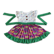 Load image into Gallery viewer, Flutter sleeve belt baby girls mardi gras dresses