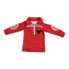 Load image into Gallery viewer, Red plaid long sleeve zipper mouse top boy pullover