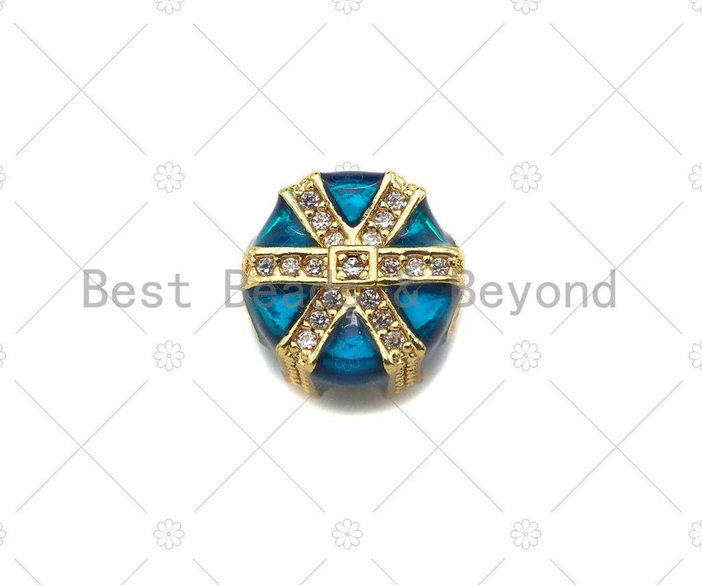 Enamel Colorful Gift Box Spacer Beads, Christams  Enamel Charm, Big Hole Enamel Jewelry,11x11x9mm,Sku#N56